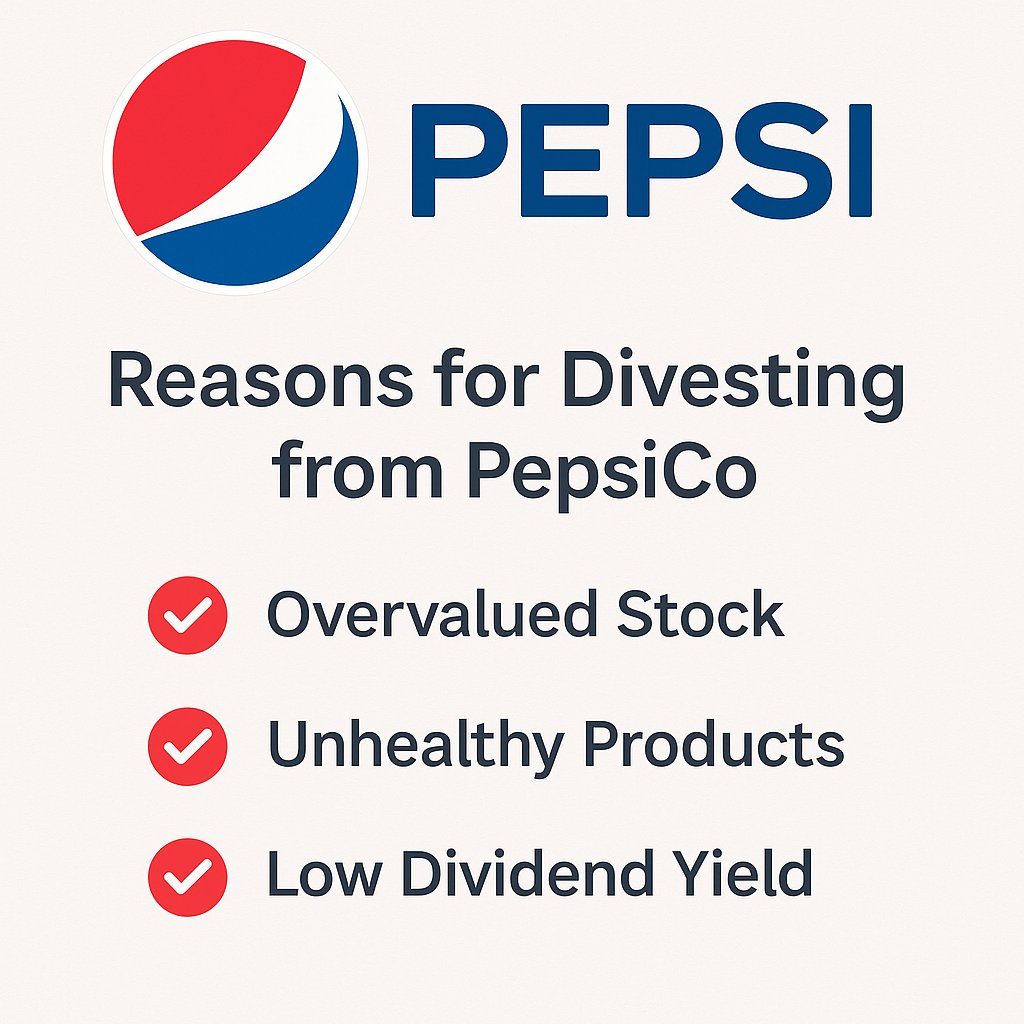 📢بعت أسهم PepsiCo ($PEP) العام الماضي، محققا مكاسب قاربت 50%.

لماذا؟
1️⃣الارتفاع المبالغ فيه في سعر السهم قبل الهبوط الأخير.
2️⃣ضعف عائد التوزيعات، الذي تراجع إلى مستويات متدنية وقتها.
3️⃣طبيعة منتجات الشركة التي تفتقر للجانب الصحي، وتعتمد على المشروبات الغازية والوجبات المصنعة.