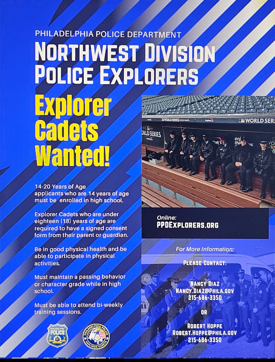 PPDMyeshaMassey's tweet image. Hey there, Philly! 🌟 Great news for our kids! All the @PhillyPAL centers are open and ready for fun! Plus, we're launching our Police Explorers programs in the @PhillyPolice divisions. Our kids have many excellent opportunities to get involved and feel safe! Hope to see you!