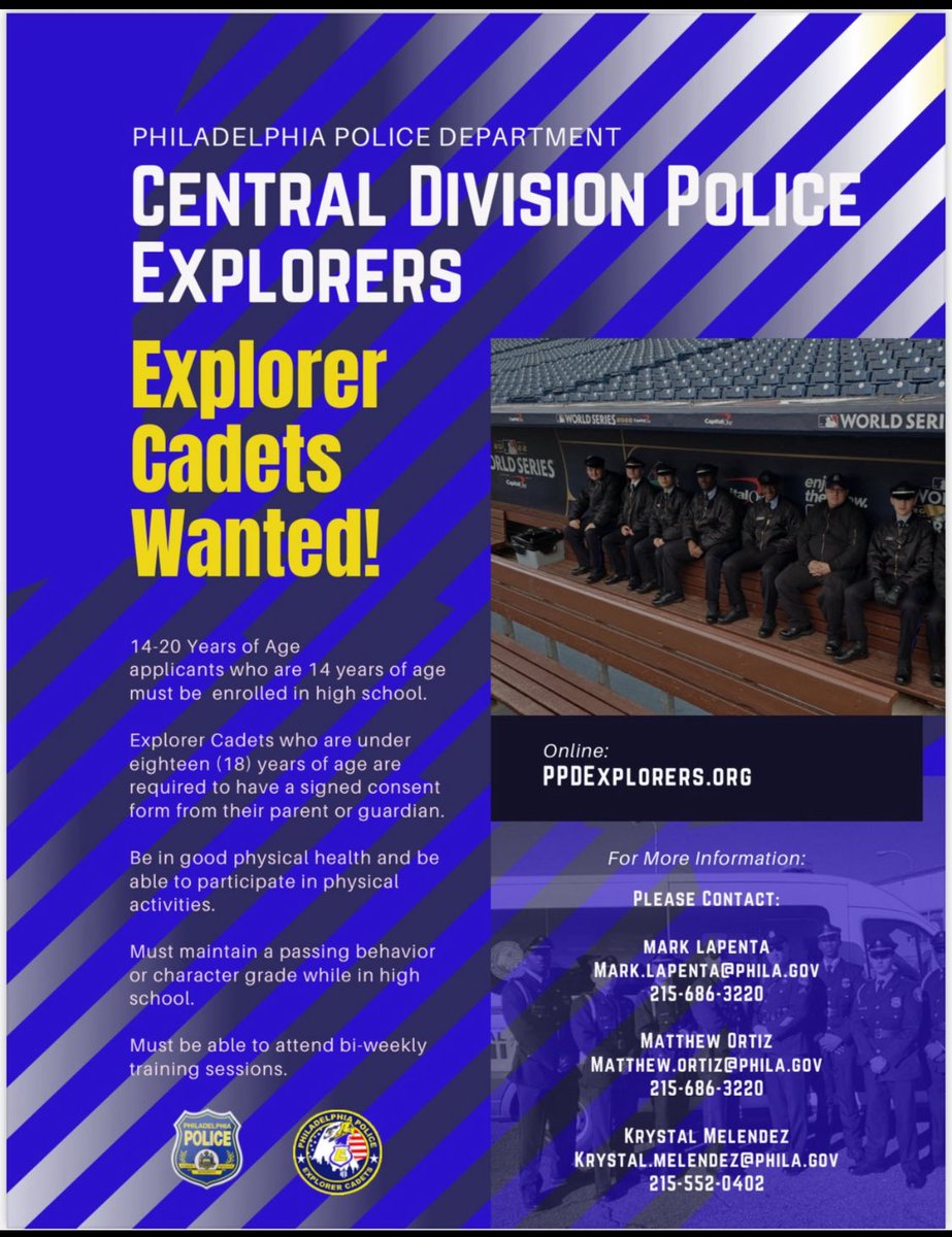 PPDMyeshaMassey's tweet image. Hey there, Philly! 🌟 Great news for our kids! All the @PhillyPAL centers are open and ready for fun! Plus, we're launching our Police Explorers programs in the @PhillyPolice divisions. Our kids have many excellent opportunities to get involved and feel safe! Hope to see you!