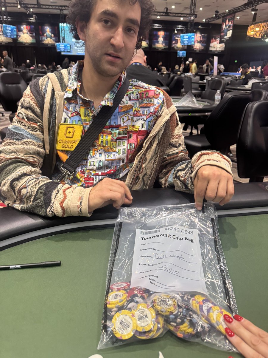 David Uvaydov (@daviduvaydov) on Twitter photo Bag 43k in Main last night after being down to 12k. I promise I'm happy in this pic 😂 just very tired. <a href="/ClubWPTGold/">ClubWPT Gold</a> #GoldLastLonger Bag 43k in Main last night after being down to 12k. I promise I'm happy in this pic 😂 just very tired. <a href="/ClubWPTGold/">ClubWPT Gold</a> #GoldLastLonger