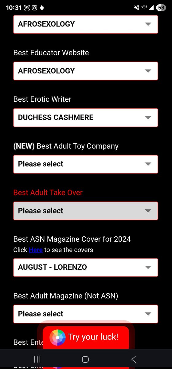 Burbank Misfits & Sarah Lace (@burbankmisfits) on Twitter photo Asnlifestylemagazineawards.com/vote-4-13-2025 <a href="/ASNAWARDS/">ASN AWARDS</a> <a href="/ASNLifestyleMag/">ASN Lifestyle Magazine ™</a>
Vote daily
Best photographer: <a href="/rawstarr/">Prince Rawstarr PR™</a>
Best Podcast: the misfit effect <a href="/iamSarahLace/">Sarah Lace 🇭🇳🍑</a>
new business: <a href="/AdultIndUni/">Adult Industry University</a> <a href="/RealBreeSky/">Bree Sky</a>
bbw <a href="/bbwjulieginger/">Julie Ginger</a>
trans: <a href="/leilani_li/">✨ leilani Li 🪐</a>
mag <a href="/EroticSkyMag/">Erotic Sky Magazine</a>
Coverc@Lorenzo4016
Writer <a href="/DuchessCashmere/">DuchessCashmere</a> Asnlifestylemagazineawards.com/vote-4-13-2025 <a href="/ASNAWARDS/">ASN AWARDS</a> <a href="/ASNLifestyleMag/">ASN Lifestyle Magazine ™</a>
Vote daily
Best photographer: <a href="/rawstarr/">Prince Rawstarr PR™</a>
Best Podcast: the misfit effect <a href="/iamSarahLace/">Sarah Lace 🇭🇳🍑</a>
new business: <a href="/AdultIndUni/">Adult Industry University</a> <a href="/RealBreeSky/">Bree Sky</a>
bbw <a href="/bbwjulieginger/">Julie Ginger</a>
trans: <a href="/leilani_li/">✨ leilani Li 🪐</a>
mag <a href="/EroticSkyMag/">Erotic Sky Magazine</a>
Coverc@Lorenzo4016
Writer <a href="/DuchessCashmere/">DuchessCashmere</a>