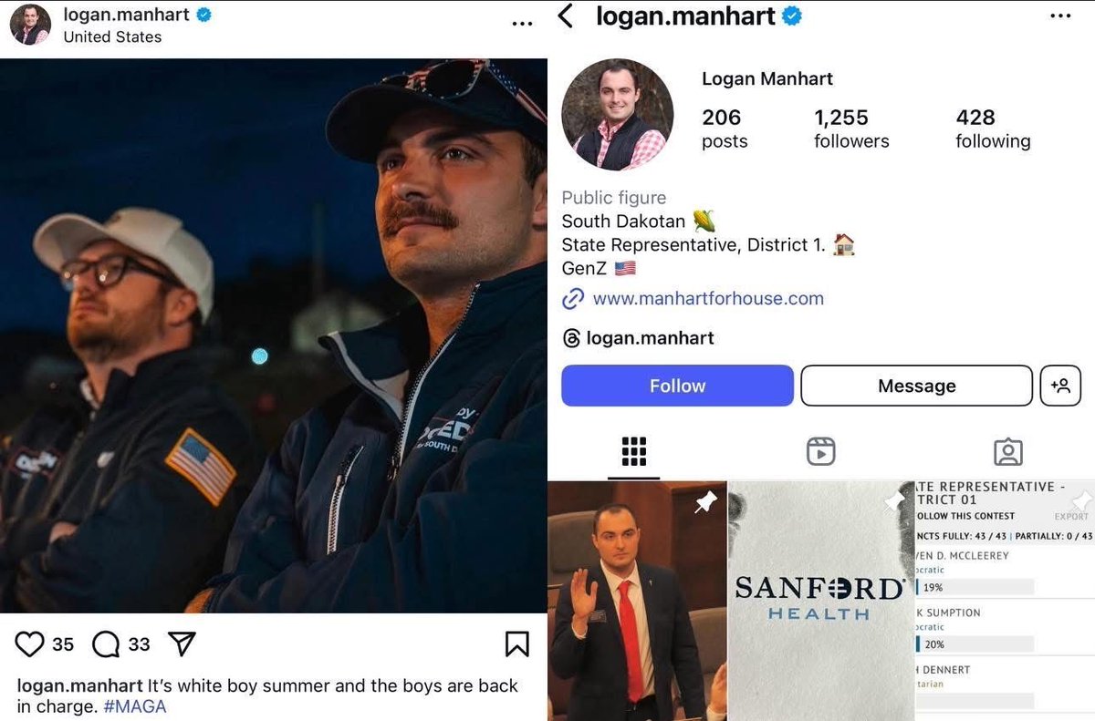 Republican South Dakota State Rep, Logan Manhart yesterday: “It’s white boy summer and the boys are back in charge.” #SouthDakotaTruth