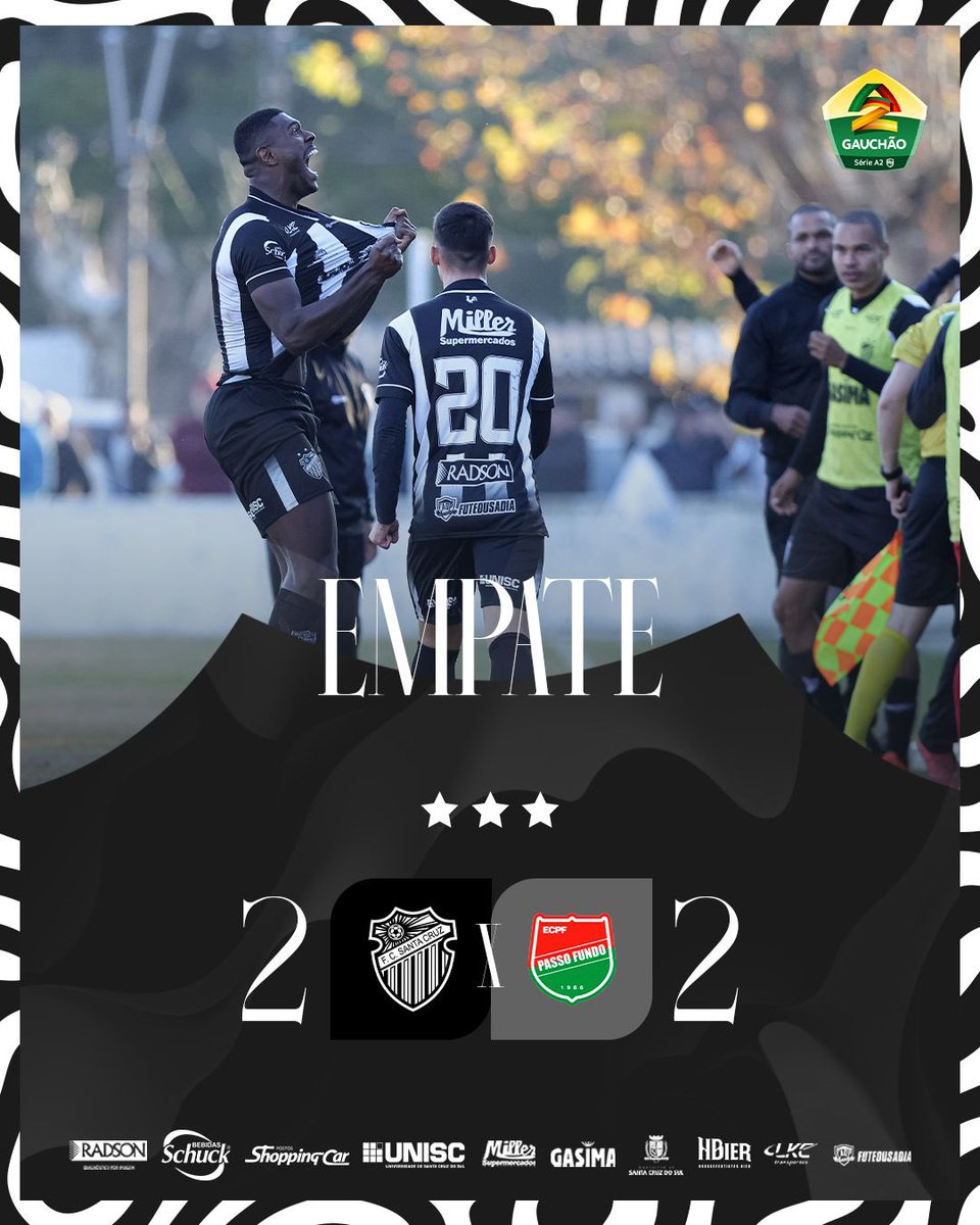 EMPATE GUERREIRO, com gosto de vitória, suor e garra até o último segundo! 

O Galo empata com o Passo Fundo em 2x2, com gols de Zanelatto e Patrikão.

Vamos Galo! 🖤🐓