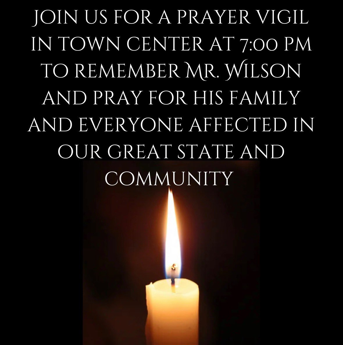 This is absolutely heartbreaking. Please pray for this family and all the families affected by this catastrophe, and that his wife Amber and son Shiloh are found alive.  
RIP Mr. Wilson