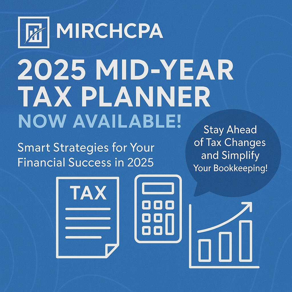 🚨 Free Download!

Stay ahead of 2025 tax changes with our Mid-Year Tax Planner — built for small biz owners &amp; high earners.

Plan smarter. Pay less.

📥 Get it now: mirchcpa.kit.com/2025-checklist

#TaxTips #SmallBusiness #CPA #Finance #TaxPlanning #2025Goals