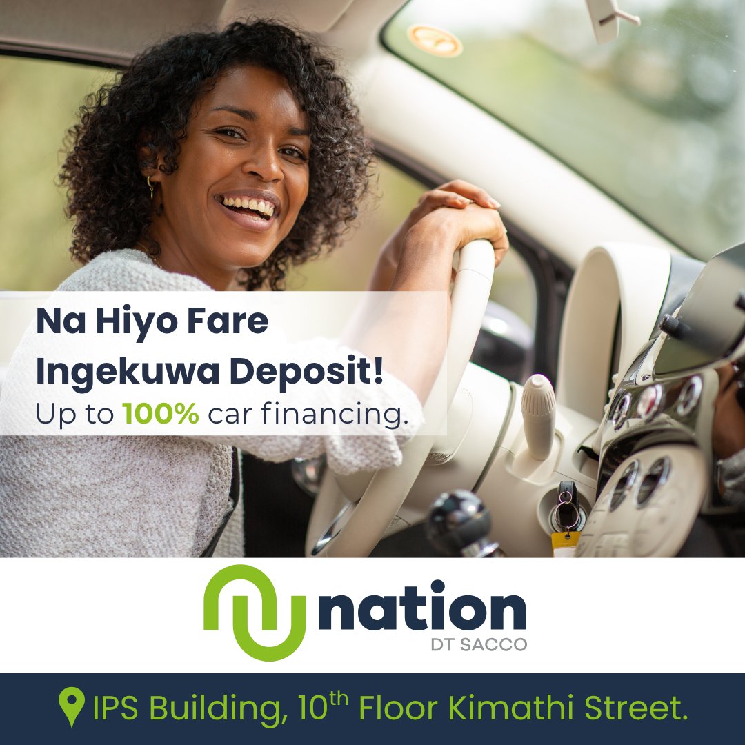 Na bado unalipa Uber daily?
For just 4× your savings, own that car. We finance up to 100% faster than your cab driver arrives!
For more information call us on 07 93 100 800 or email info@nationsacco.com
#FulfillingDreams #CarFinancing
