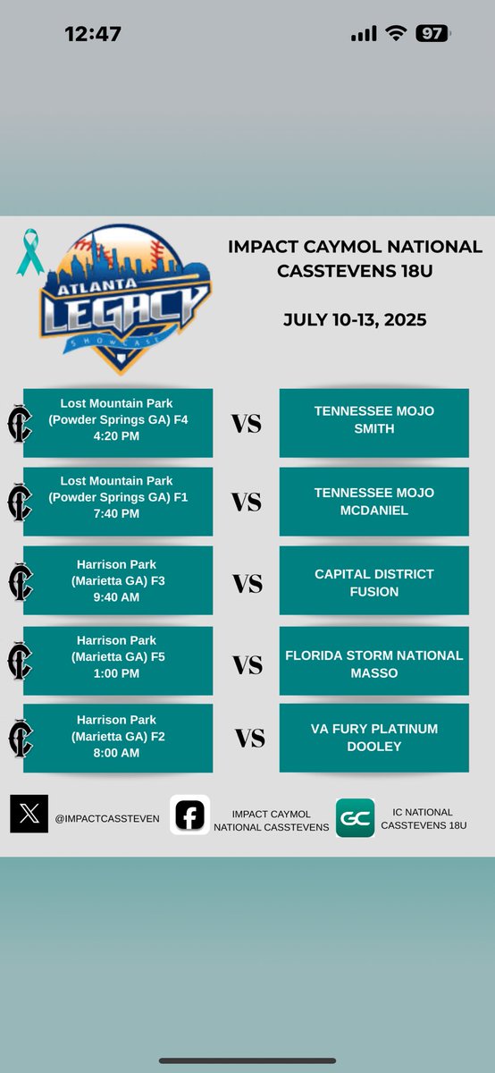 Josie Lintz 2026 (@2026josie) on Twitter photo I’m ready for this weekend in Powder Springs, Georgia at the Atlanta Legacy Showcase!!
<a href="/ImpactCassteven/">Impact Caymol National Casstevens</a>
<a href="/WillHessSB/">Will Hess</a>
<a href="/coachmo_USSA/">Morgan Lashley Cinello</a> I’m ready for this weekend in Powder Springs, Georgia at the Atlanta Legacy Showcase!!
<a href="/ImpactCassteven/">Impact Caymol National Casstevens</a>
<a href="/WillHessSB/">Will Hess</a>
<a href="/coachmo_USSA/">Morgan Lashley Cinello</a>