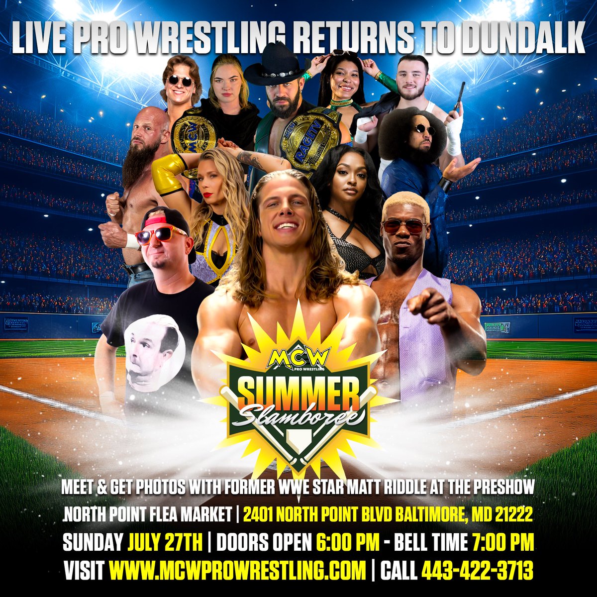 🚨 Dundalk, Maryland — are you ready to meet the Original BRO❓Former #WWE Superstar @SuperKingOfBros will be LIVE and in-person at #MCWSummerSlamboree 2025 for an exclusive pre-show Meet &amp; Greet 📸 Come grab a photo, get an autograph and meet the Original Bro before the action