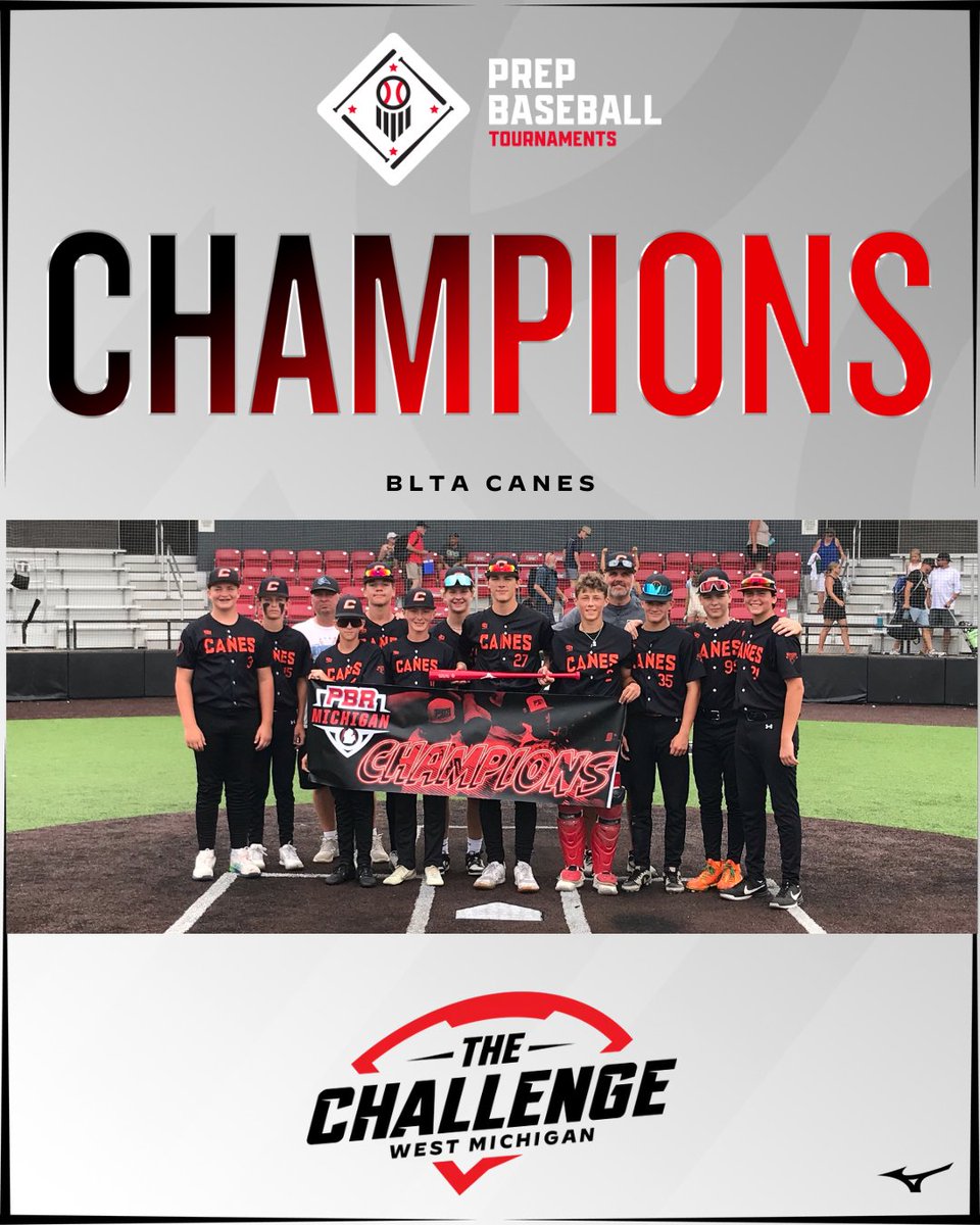 🥇TOURNAMENT CHAMPIONS 🥇

 BLTA CANES
  
 Championship Game MVP - James Manion

🏆 PBT West Michigan Challenge🏆

⚾️ 14U Champions
📅 7/3-7/6
📍 Kalamazoo, MI

<a href="/PBRTournaments/">Prep Baseball Tournaments</a> | <a href="/pbtscouting/">Prep Baseball Scouting</a> | <a href="/PrepBaseMIScout/">Prep Baseball Michigan Scouting Coverage</a>