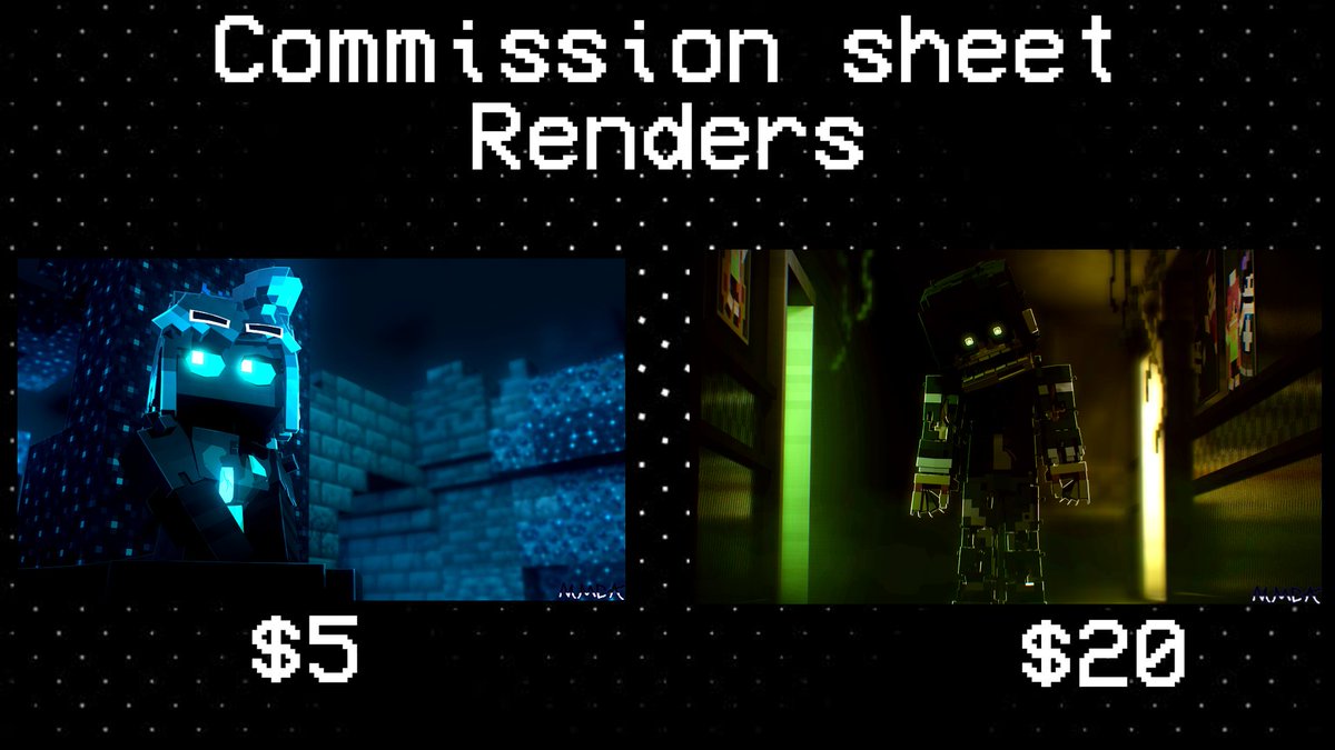 MMC_Animations's tweet image. New commission sheet | Render Commissions are open | #mineimator #minecraft