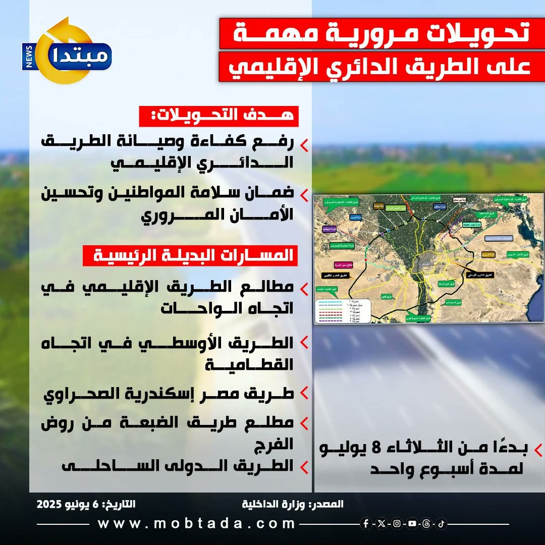 تحويلات مرورية مهمة أعلى #الطريق_الدائري_الإقليمي 