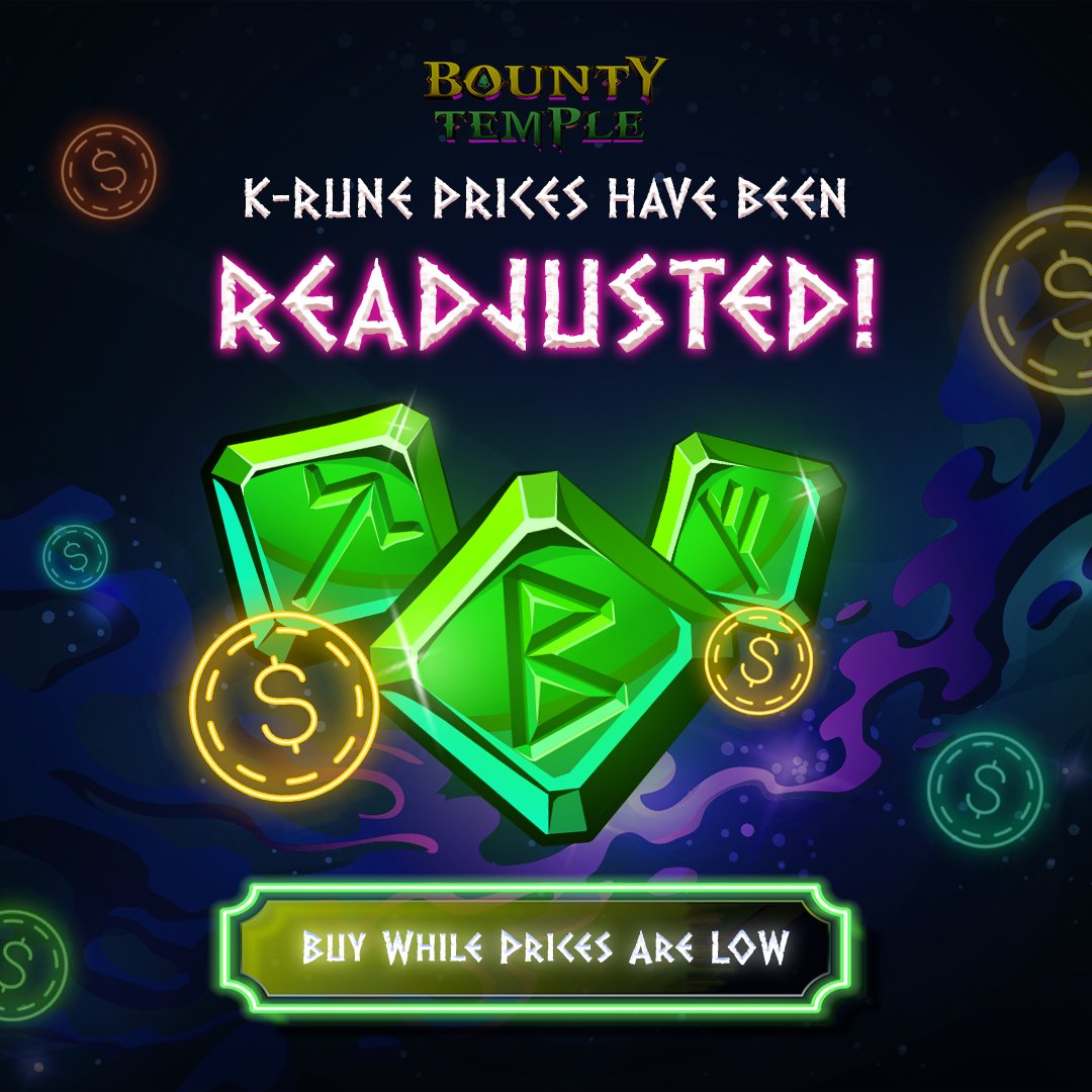 V 1 C K E L (@v1ckel) on Twitter photo K RUNE prices just dropped.
Now at $299 and $599, but the 1% Trait Reward stays.
Blind mint. Big mystery. Bigger value.
Get in before the price goes back up.
#BountyTemple #KRune #GameFi K RUNE prices just dropped.
Now at $299 and $599, but the 1% Trait Reward stays.
Blind mint. Big mystery. Bigger value.
Get in before the price goes back up.
#BountyTemple #KRune #GameFi