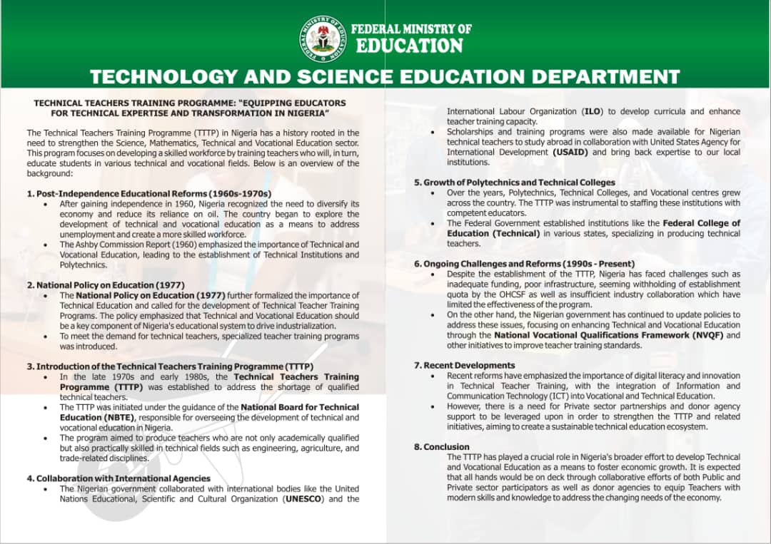 NigEducation's tweet photo. Technical Teacher’s Training Program… click on link to register:-
https://t.co/KWn9ZtGP1D https://t.co/seXB5WW3dd