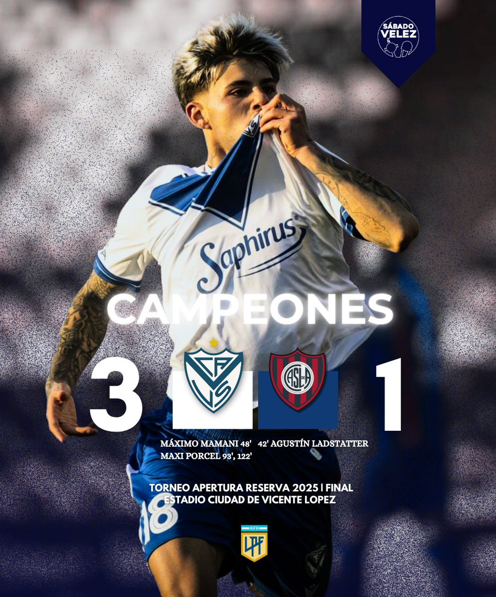 🏆🔝 ¡VÉLEZ ES EL CAMPEÓN DEL TORNEO PROYECCIÓN!

✅ La Reserva le ganó 3-1 a San Lorenzo y se quedó con el título.

¡Vamos, vamos los pibes! 💙🙌