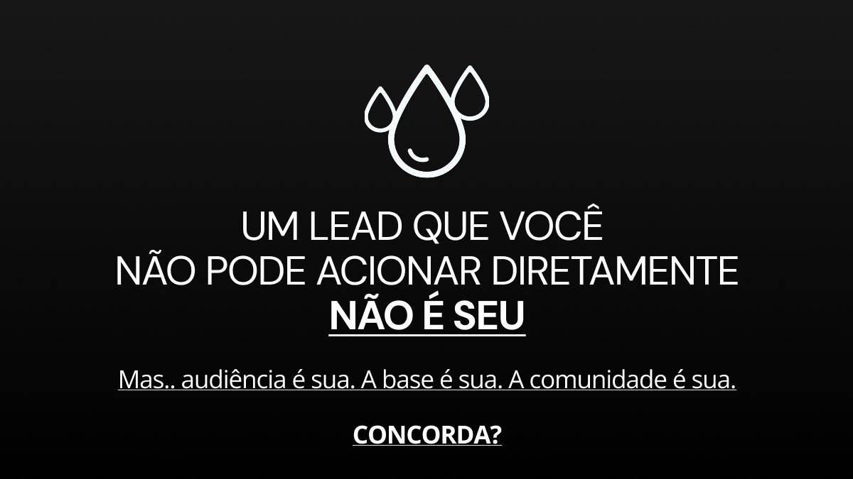 Se você concorda, não fique pra trás e reclame depois 👇

você investe tempo, energia e dinheiro pra crescer sua audiência.

mas... e se eu te dissesse que ela não é realmente sua?

o algoritmo decide quem te vê.
a plataforma muda as regras.
você paga pra alcançar quem já te