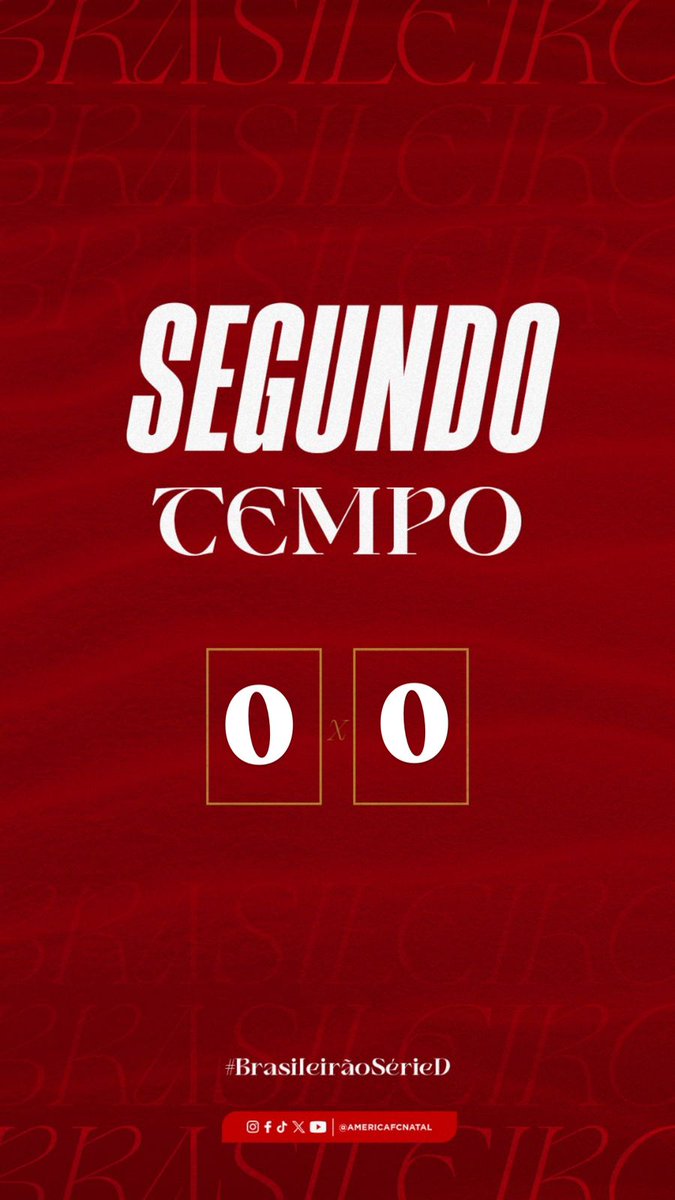 0'/2T | América 0x0 Santa Cruz/PE

COMEÇA O SEGUNDO TEMPO NA ARENA DAS DUNAS! 

#AméricaFutebolClube #OrgulhoDoRN #PraCimaMecão #CampeonatoBrasileiro2025