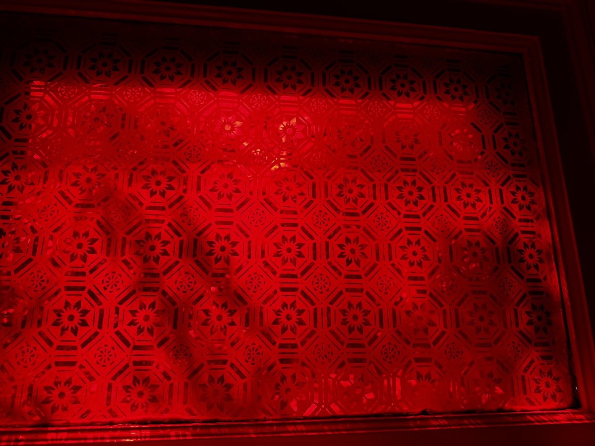 One of my favorite things about my house is this stained glass window. Every evening it catches the sunlight &amp; makes my entire stairwell glow red