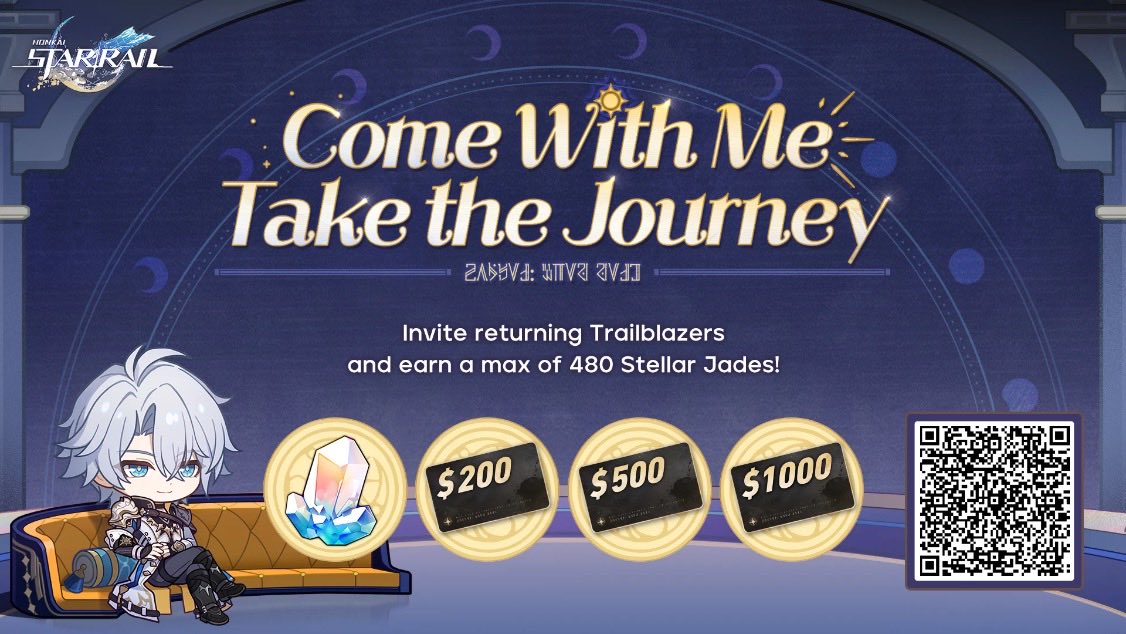 Invite returning Trailblazers to link up with your invitation code and log into the game to win Stellar Jades, gift cards, and other surprise rewards