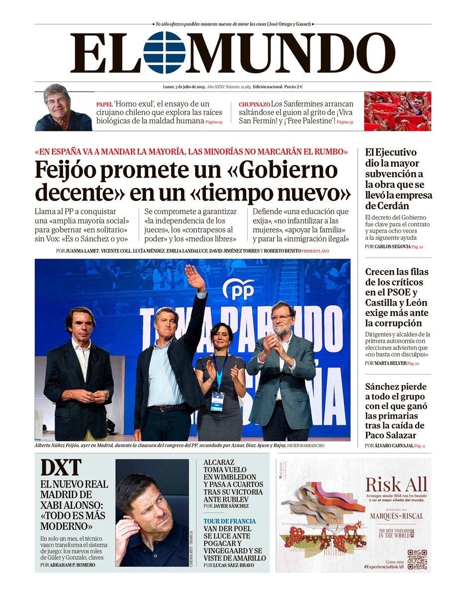 📰 Portada de EL MUNDO del 7 de julio.          

Ya disponible en Orbyt y en la edición digital con la mejor información.