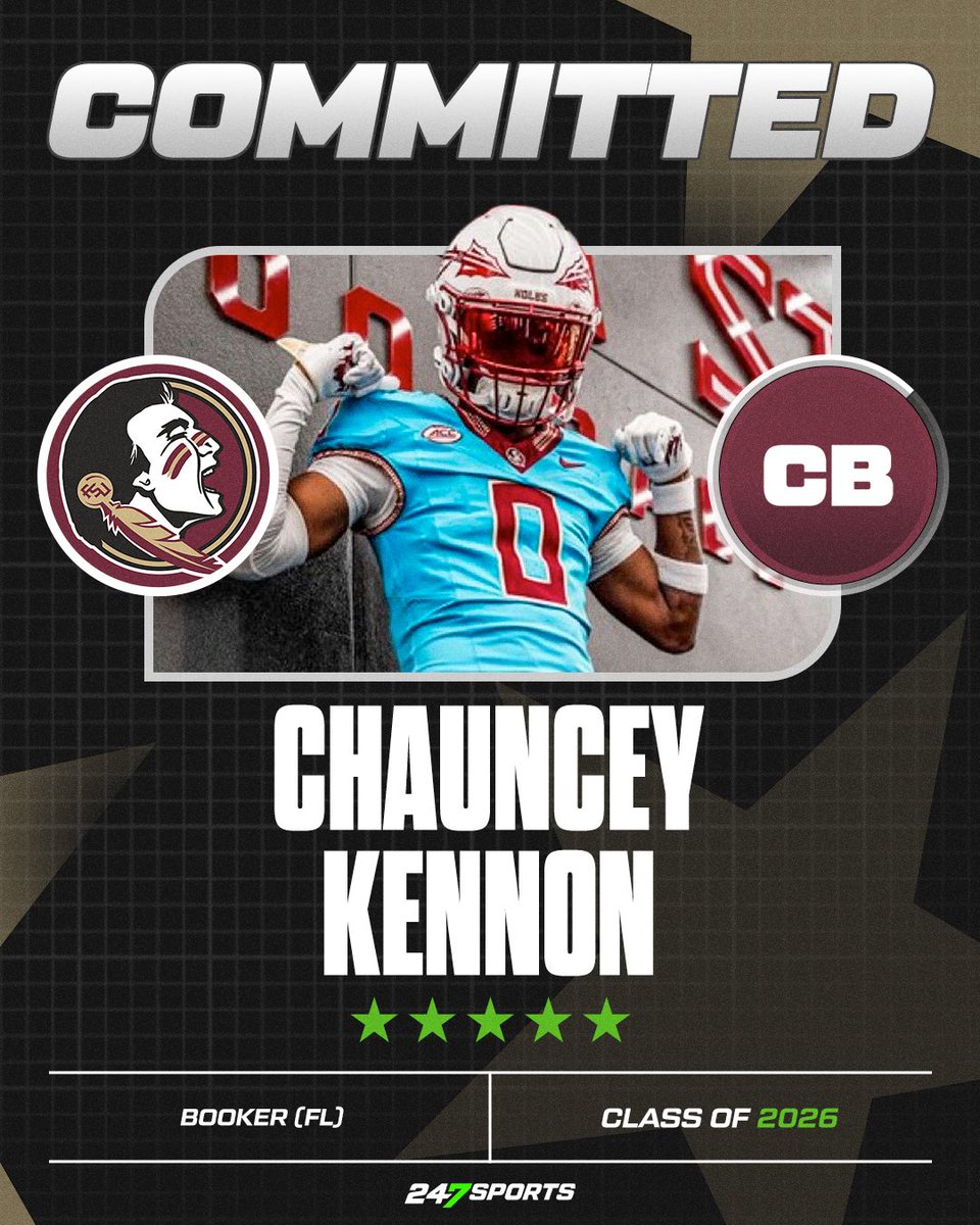 BREAKING: Five-star cornerback Chauncey “Chuck” Kennon commits to <a href="/FSUFootball/">FSU Football</a>.

The elite talent and newly minted Navy All-American says it “felt like home” around the Seminoles program.

VIP Story: 247sports.com/article/five-s… <a href="/AABonNBC/">Navy All-American Bowl</a> 

<a href="/247Sports/">247Sports</a> / <a href="/C3Callme/">5⭐️Chauncey “Chuck” Kennon</a>