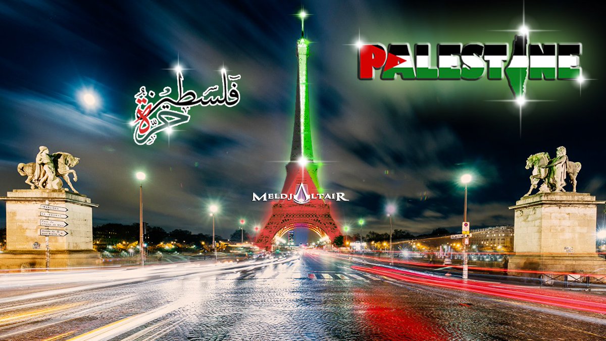 MeldjaAltair04's tweet image. Viendra le jour où la #France ne sera plus soumise aux Bleu et Blanc, mais bien aux couleurs de la #Palestine.
#TourEiffel #Paris #photoshop