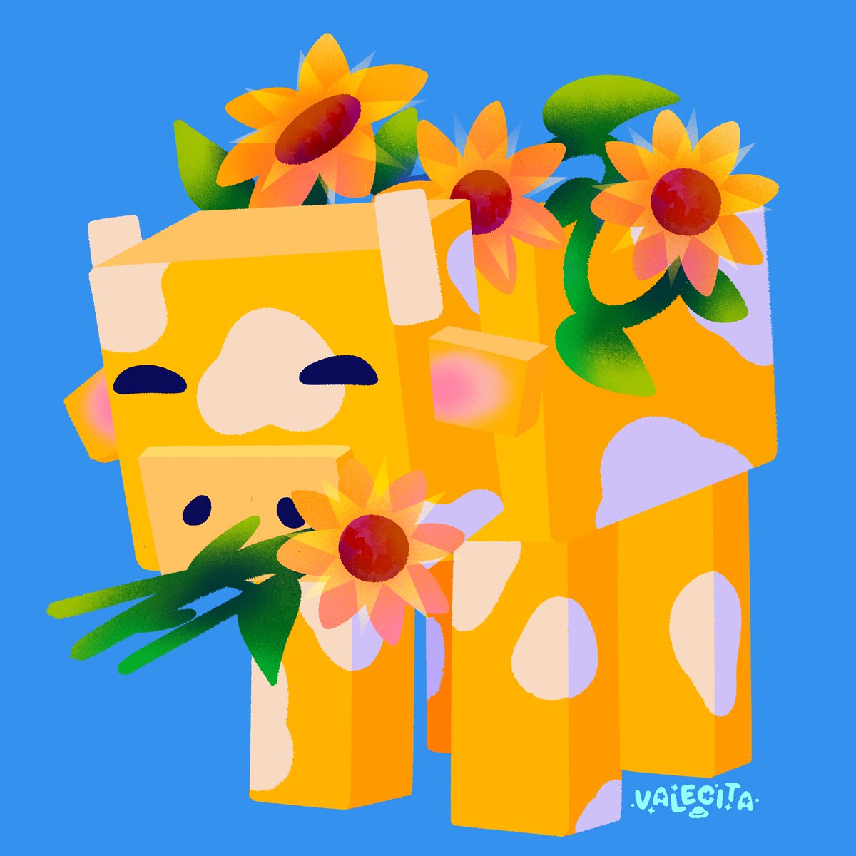 valecita55_'s tweet photo. La vaca- Moobloom! 🌼🌻

I mean, si ya están volviendo los mobs anteriores /ᐠ - ˕ -マ♡ 

#Minecraft #minecraftart https://t.co/q7VOGXvh1M