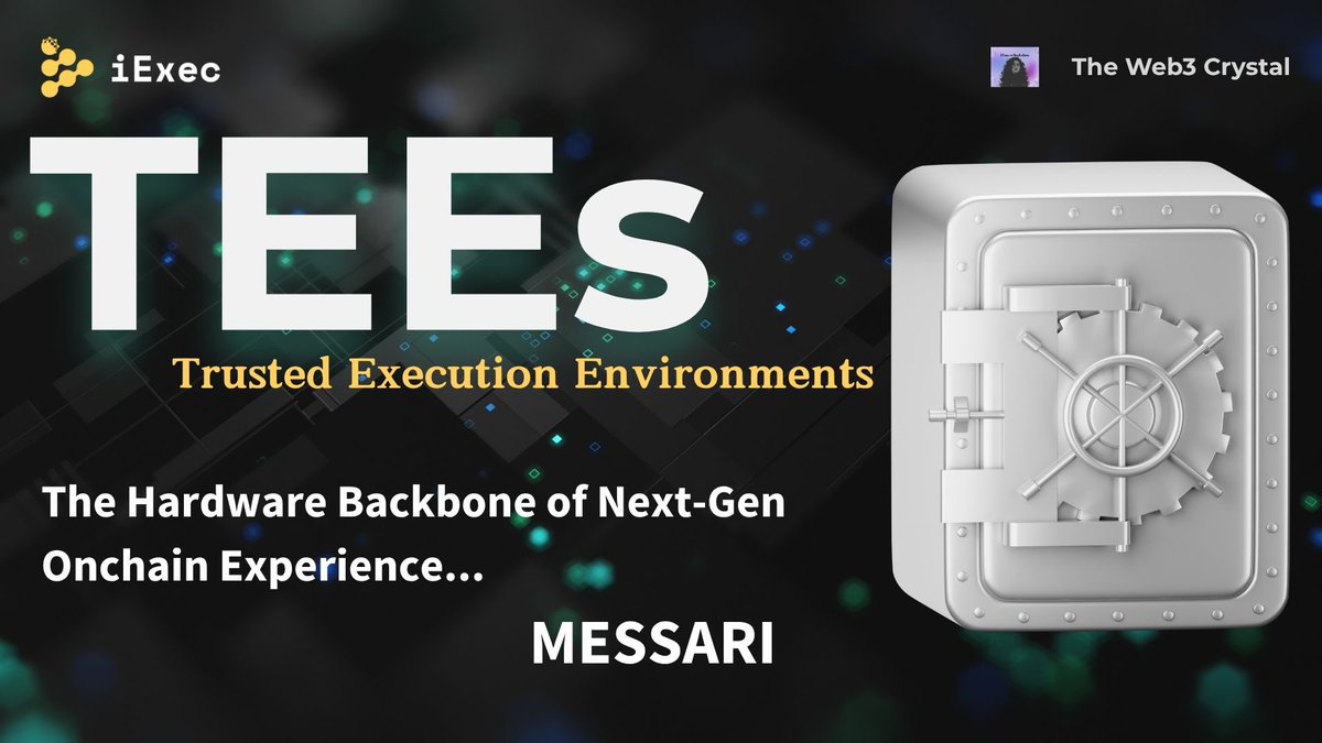__crystalis's tweet photo. TEEs are fast becoming the hardware backbone of privacy in Web3🔥

And @iEx_ec, as featured in the very recent @MessariCrypto report, is at the forefront of making TEEs usable, scalable and composable, alongside #Phala and #Oasis.

What about TEEs makes it so groundbreaking?
🧵🪡 https://t.co/qQ2KQJIo9G