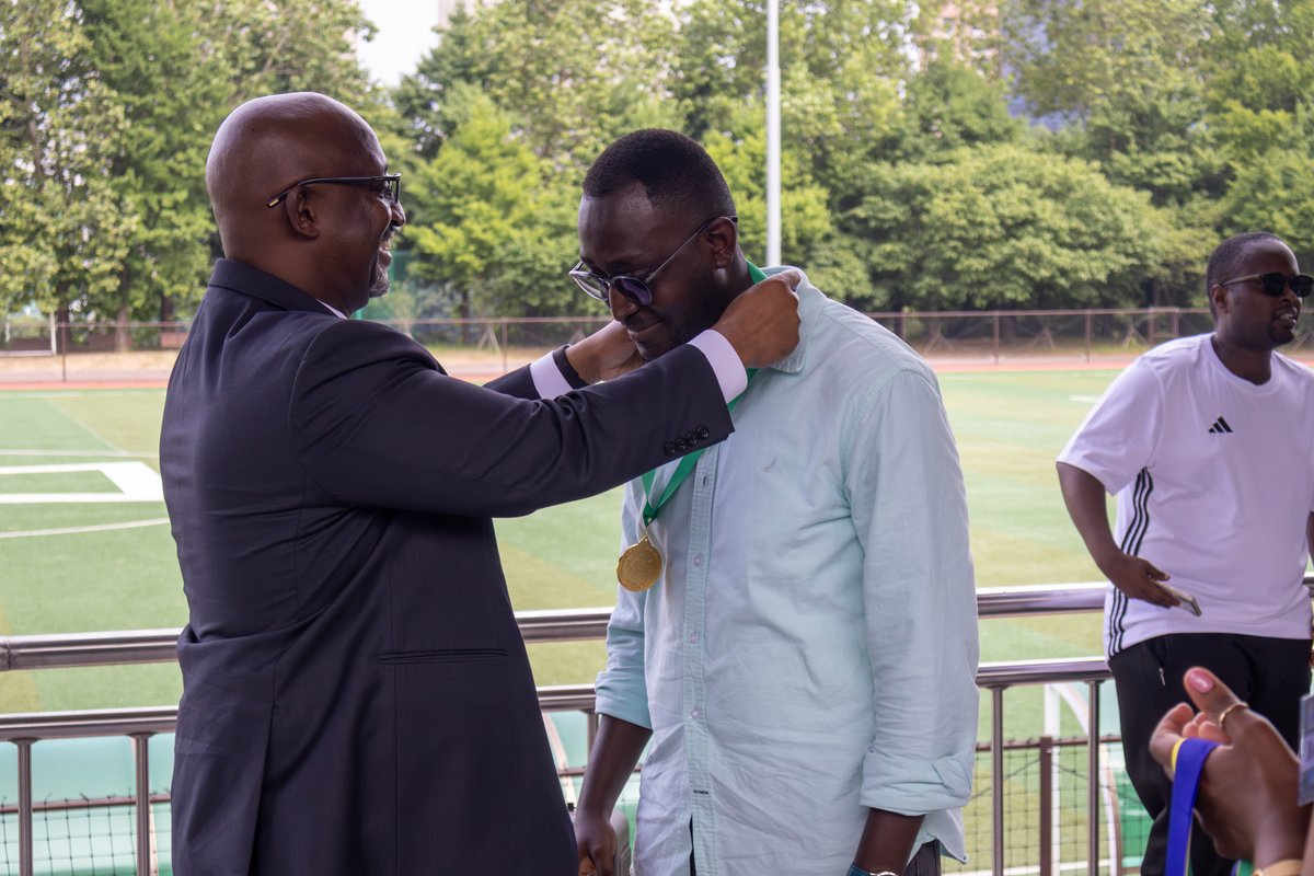RwandainKorea's tweet photo. After the spirited #Kwibohora31 basketball and soccer games, with professionals and students facing off in friendly competition, the Embassy proudly awarded medals to all players.

All were awarded medals to showcase not only skill, but the values of teamwork, discipline, and unity. Honoring Team Spirit and Excellence! 🏅🇷🇼

#Rwanda #LiberationDay #Rwanda #DiasporaCelebration #Kwibohora