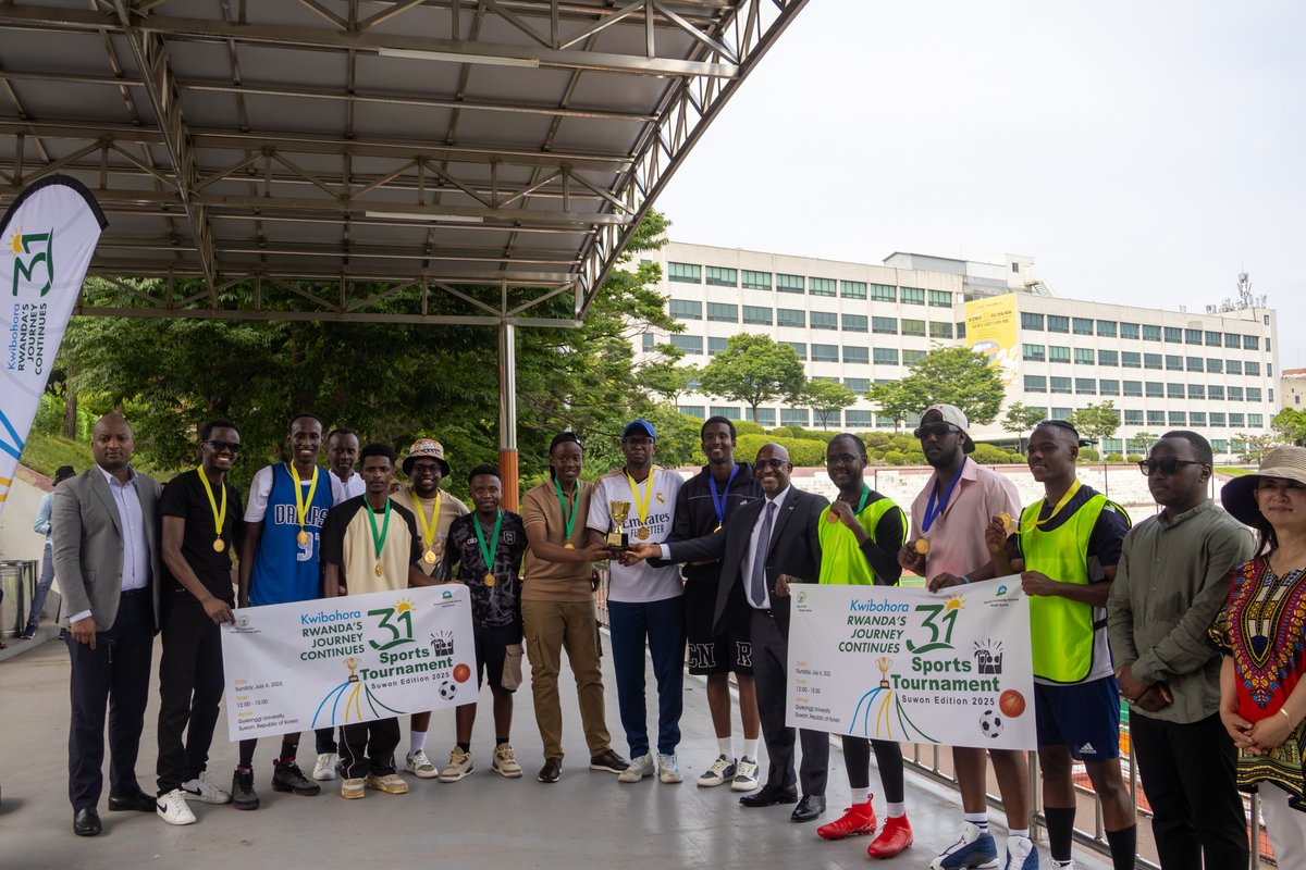 RwandainKorea's tweet photo. After the spirited #Kwibohora31 basketball and soccer games, with professionals and students facing off in friendly competition, the Embassy proudly awarded medals to all players.

All were awarded medals to showcase not only skill, but the values of teamwork, discipline, and unity. Honoring Team Spirit and Excellence! 🏅🇷🇼

#Rwanda #LiberationDay #Rwanda #DiasporaCelebration #Kwibohora