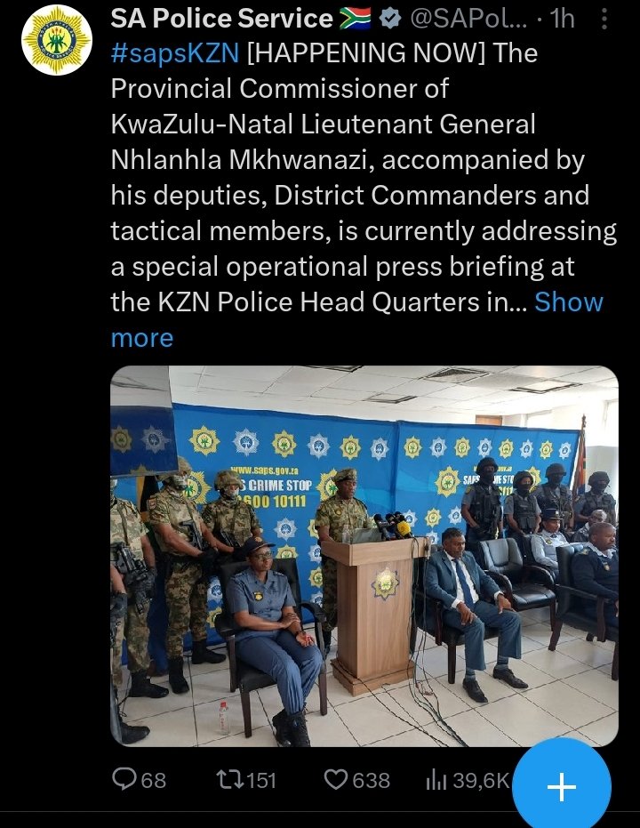 This has been removed from <a href="/SAPoliceService/">SA Police Service 🇿🇦</a>'s accounts. General Mkhwanazi's days may be numbered.