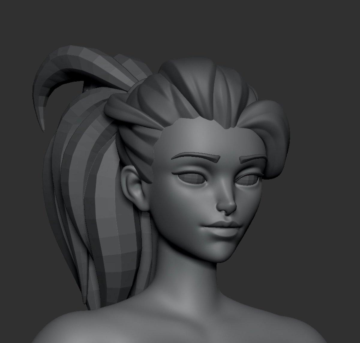 Slowly building 1st hairstyle for the character 😅

#stylized #character #art #3d #zbrush