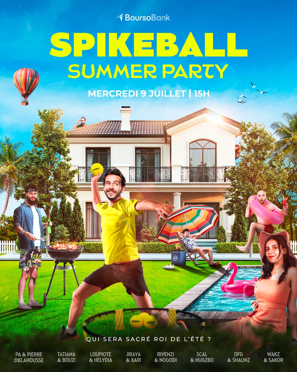MERCREDI À 15H GROS LIVE 😎 SPIKE SUMMER PARTY 😎 (en gros j’fais un tournoi de spike dans un jardin avec piscine et BBQ)