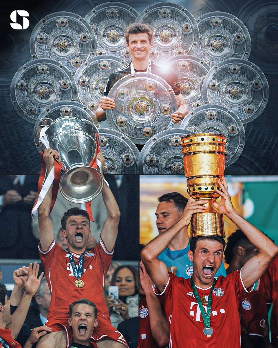 The end of an era. 🥲

Thomas Müller has played his final ever game for Bayern Munich 17 years after making his debut for the club. 

His Bayern career by numbers:

◉ 756 games
◉ 250 goals
◉ 223 assists 

He won 33 trophies during his time with the Bavarian giants, including a