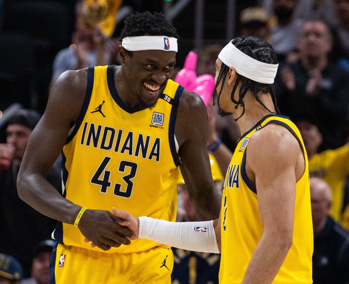 esidery's tweet photo. The Pacers’ projected rotation next season:

Starters: Andrew Nembhard, Bennedict Mathurin, Aaron Nesmith, Pascal Siakam, Isaiah Jackson

Second Unit: TJ McConnell, Ben Sheppard, Jarace Walker, Obi Toppin, Jay Huff

Without Tyrese Haliburton and Myles Turner, a noticeable change. https://t.co/WPd6wBQJpT
