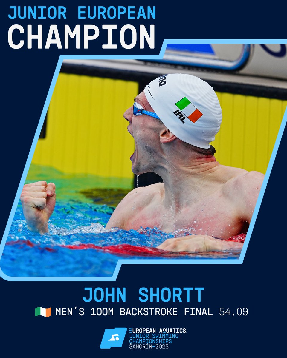 It’s been a tough week for John Shortt but he finally gets his gold! 🇮🇪🥇

#EuropeanAquatics EuroAquaticsTV.com
