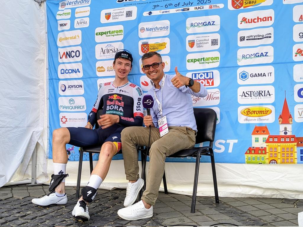 Still in the hot seat: <a href="/thornley_callum/">Callum Thornley</a> from <a href="/RBH_ProCycling/">Red Bull – BORA – hansgrohe</a> Rookies #SibiuTour
