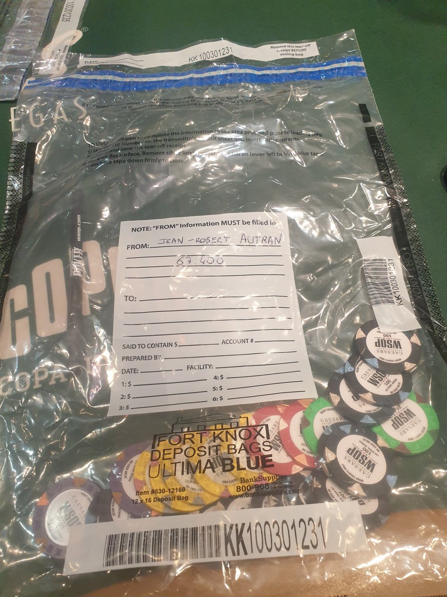 WSOP Day 31/40 : Main Event time !
Level 1 : 60K >> 66K
Level 2 : 66K >> 86K
Level 3 : 86K >> 105K
Level 4 : 105K >> 70K
Level 5 : 70K >> 67K
J'ai eu du jeu et une table cool sur le début de journée, beaucoup moins sur la fin.
On bag quand même 84bb pour le day 2 😊