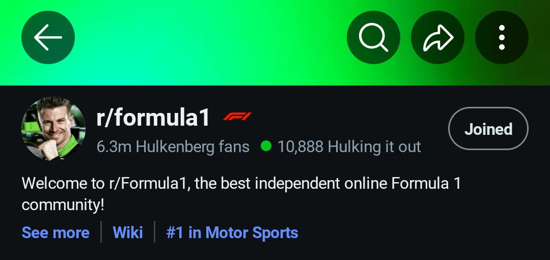 SamuraiTronVC's tweet image. Formula 1 subreddit did some changes to celebrate the Nico podium 💚
👏

#nicohulkenberg #f1 #Formula1 #BritishGP #SauberF1 #KickSauber