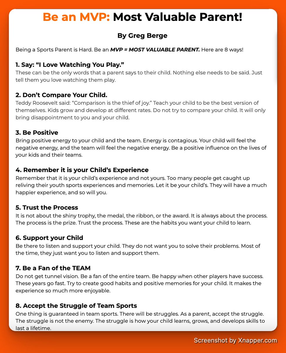 Being a sports parent is hard.

But the goal isn’t to control the journey, it’s to support it.

Here are 8 ways to be an MVP: Most Valuable Parent.