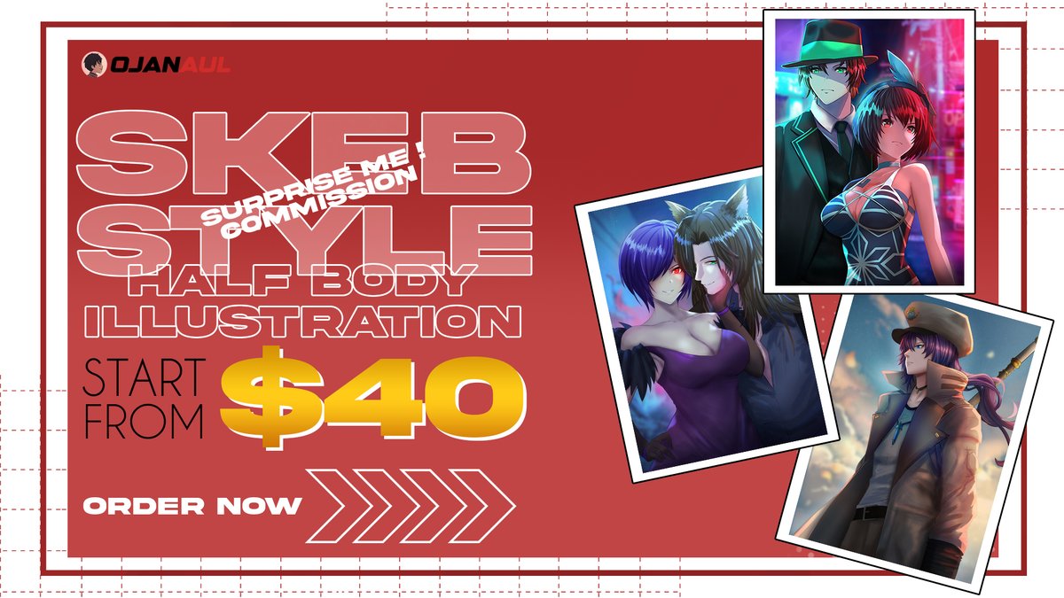 Now Opening!
Skeb-Style (Surprise Me) Commission start from $40!
You can check it on my VGen (vgen.co/ojanaul)
Feel free to ask me for more infos! :D

#SkebCommission #commissionopen #Commission #illustration