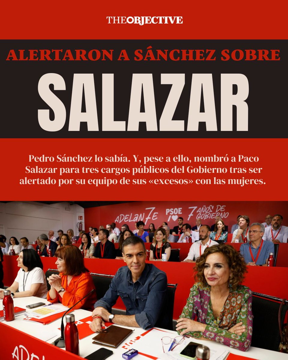 Su jefe de gabinete le advirtió sobre Salazar y él ignoró.

Según adelantan fuentes socialistas a THE OBJECTIVE, el jefe de gabinete de Pedro Sánchez en 2018, Juanma Serrano, le alertó del «comportamiento inadecuado con varias periodistas» antes de su llegada a Moncloa tras la