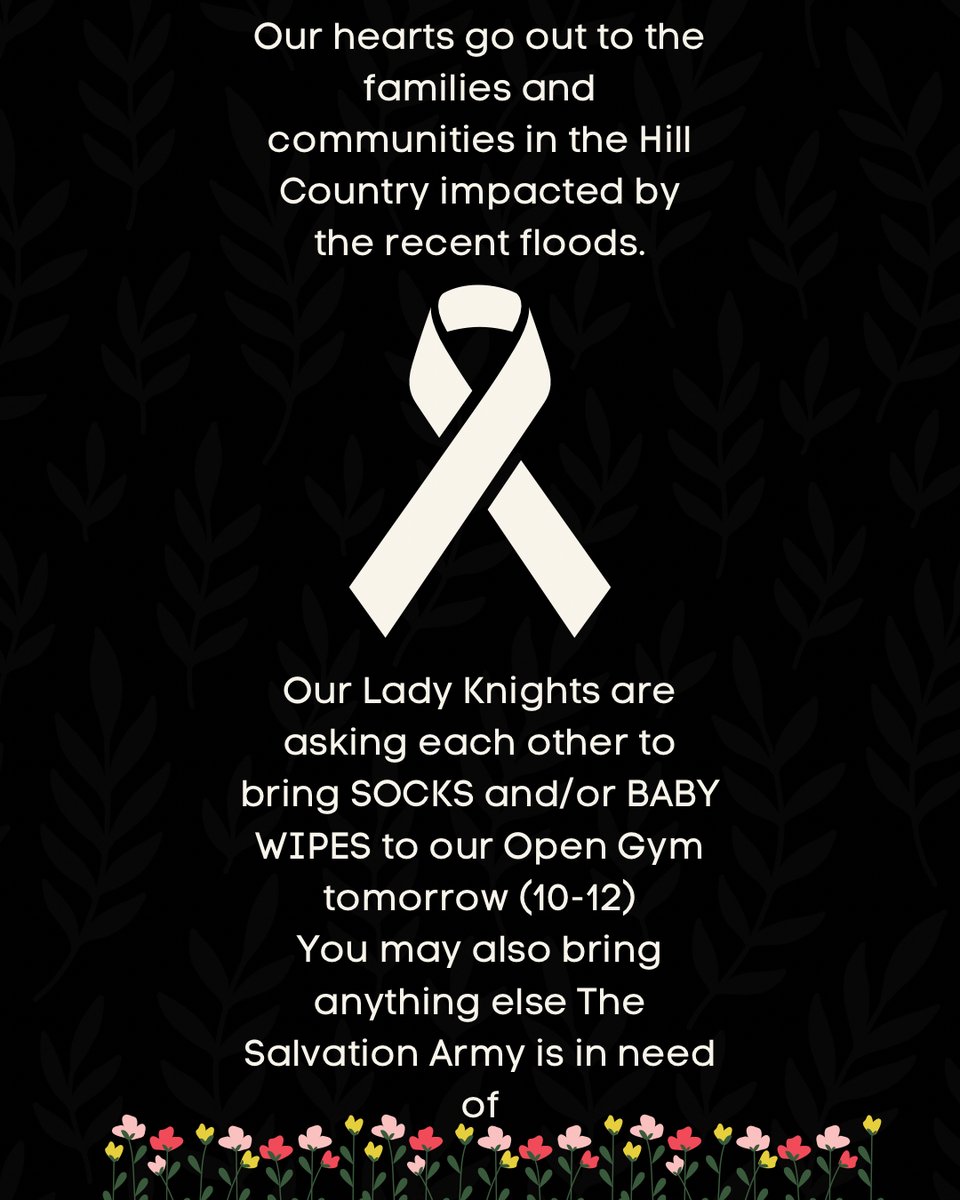 Thoughts &amp; Prayers to all the families and communities affected by the flooding in the Hill Country. Our Amazing athletes took it upon themselves to make a difference and take some donations. Salvation Army is in desperate need of Baby Wipes &amp; Socks. They are also always updating