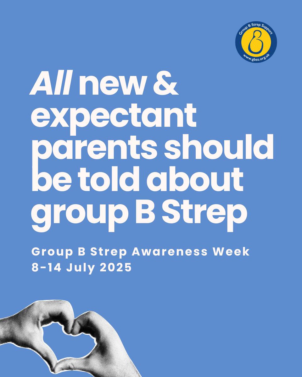 Group B Strep Awareness Week starts TOMORROW (8–14 July) ❤️ If you agree that all new and expectant parents should be told about group B Strep, please share this post! For more ways to get involved in #GBSAW, go to gbsaw.gbss.org.uk
