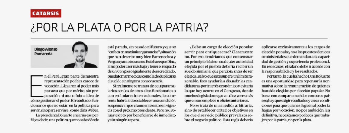 Tenemos que llegar urgente 🚨 a este acuerdo: alguien elegido por el voto popular NO ❌ puede salir de su gestión con más plata que con la que entró. La política es para servir, no para enriquecerse💰. Si alguien ganaba 2 mil soles tendría que seguir recibiendo eso, no 15 o 30👇