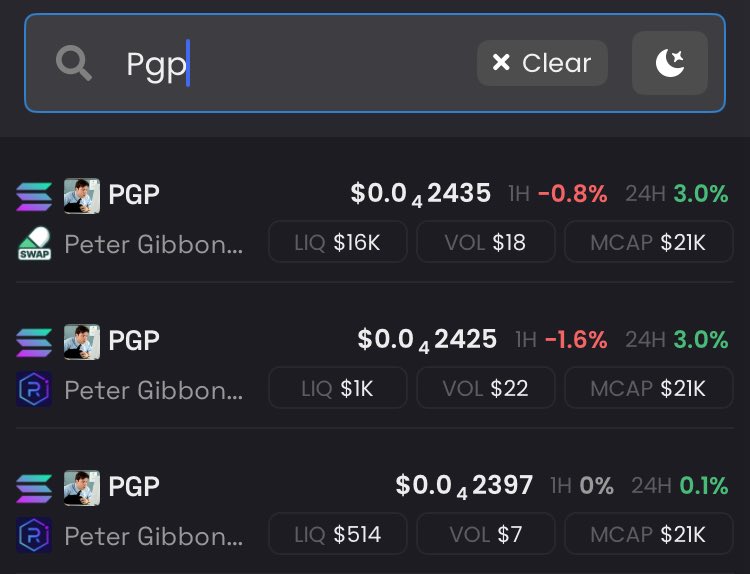 $PGP cheat sheet:

CA:
8GYZDvTUGN4U5YaBNyhdJhXF6JAgDhv1vQ4vrC5g3Few

- 10% burned
- 10% locked
- Rewarding holders via NFT staking
- Maximizing fee retention via Raydium liquidity pools

It's very complicated. It's, uh, it's aggregate, so I'm talking about fractions of a penny