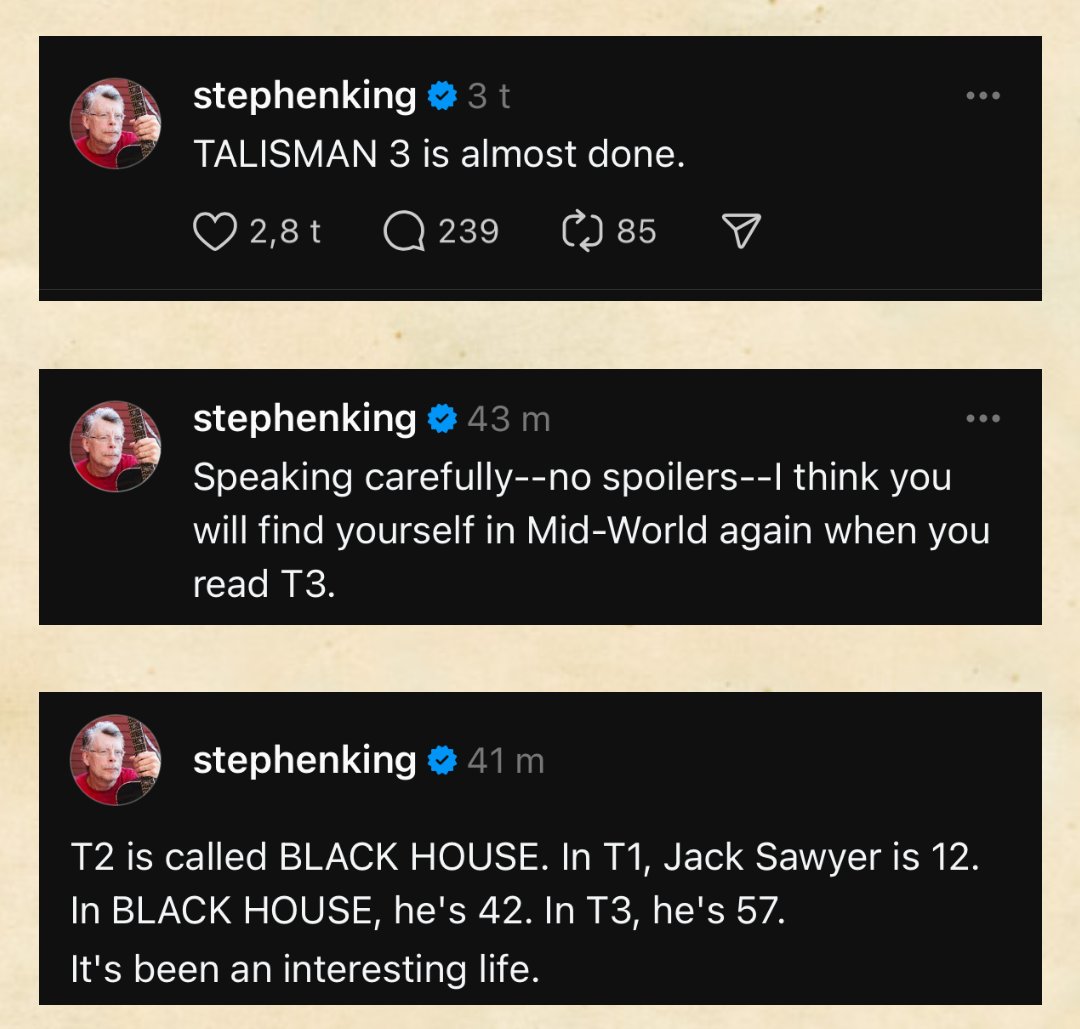 Happy #stephenkingsunday! 

Bouncing up and down with excitement for this upcoming Stephen King release - The Talisman 3 AND teasing me with more Mid-World! 🤩

Any other Jack Sawyer fans out there??

#stephenking #jacksawyer #thetalisman #midworld #allthingsservethebeam