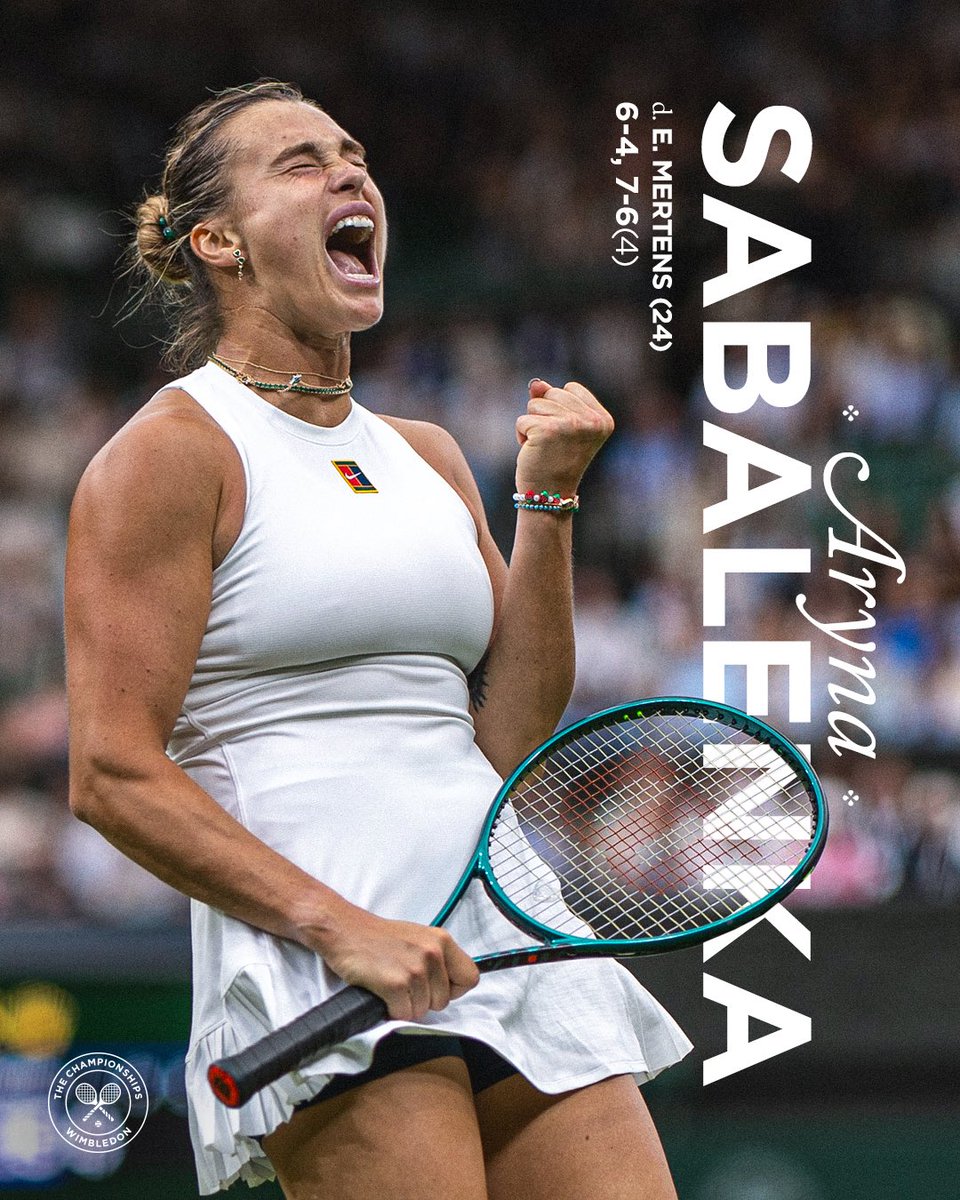 Aryna Sabalenka üst üste 11. Slam çeyrek finalinde! 

Elise Mertens’i 6-4 7-6(4)’lük 2 sette yenen Sabalenka, çeyrek finalde Laura Siegemund ile karşılaşacak. #Wimbledon