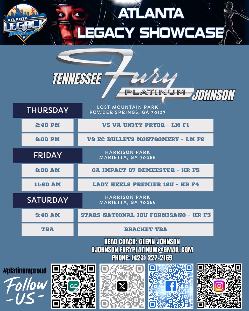 Audrey Gayle (@agayle2026) on Twitter photo This weekend we are at the ATL Legacy. I cannot wait to get back on the field with my team! <a href="/fplatinumjohnsn/">TN Fury Platinum Johnson</a> This weekend we are at the ATL Legacy. I cannot wait to get back on the field with my team! <a href="/fplatinumjohnsn/">TN Fury Platinum Johnson</a>