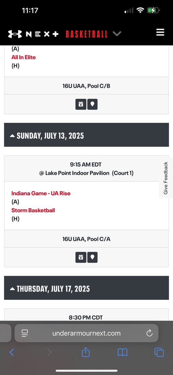 Playing with <a href="/Indianagamehoop/">Indiana Game</a> this weekend on the Under Armor Next.  Here’s the schedule!