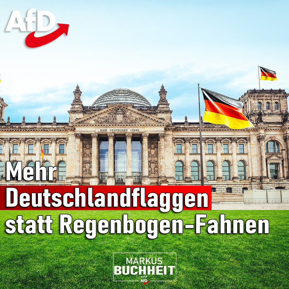 Eine aktuelle INSA‑Umfrage zeigt: 41 % der Deutschen wünschen sich das tägliche Hissen der Deutschlandflagge vor öffentlichen Gebäuden – 20 % lehnen es ab, und 32 % ist es gleichgültig.

Zugleich verliert die Regenbogenfahne vor Rathäusern deutlich an Rückhalt – ein